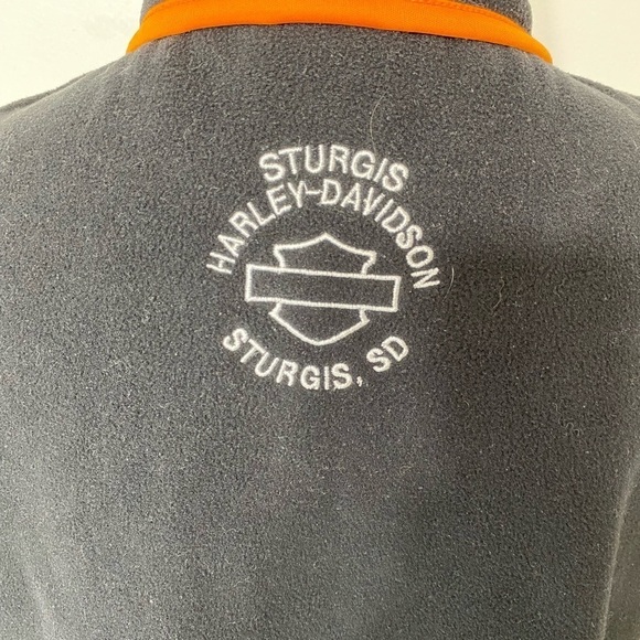 Harley Davidson Women's Medium Black‎ Orange Fleece Zip Up Vest Sturgis SD - Picture 3 of 7